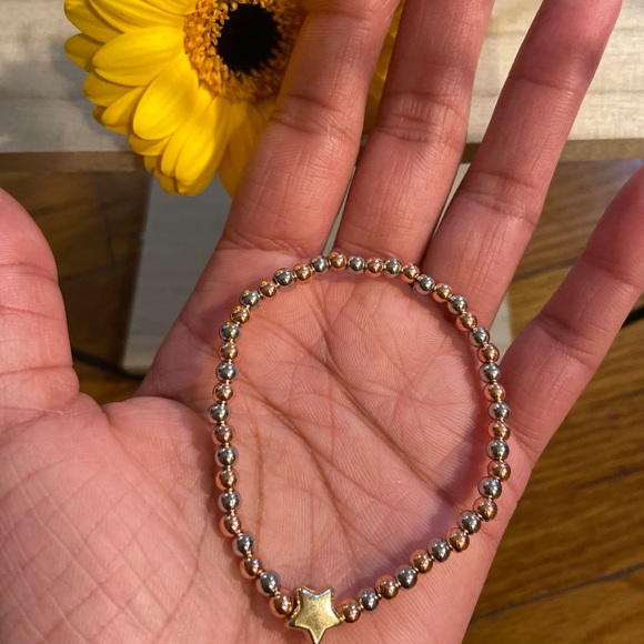 Handmade Star Rose Gold & Silver Bead Bracelet - Picture 2 of 3